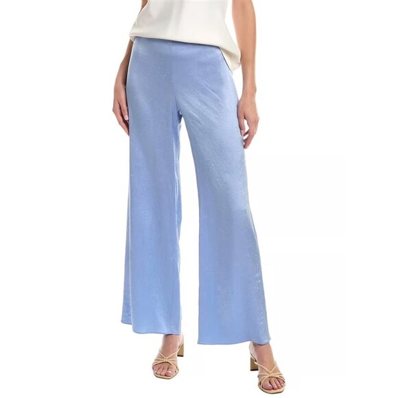 New Vince High-waist Textured Satin Wide Leg Pant in Blue Size L - Picture 2 of 7